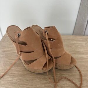 Schutz Suede Tie Back Wedges